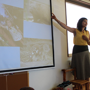 Teacher presenting about country