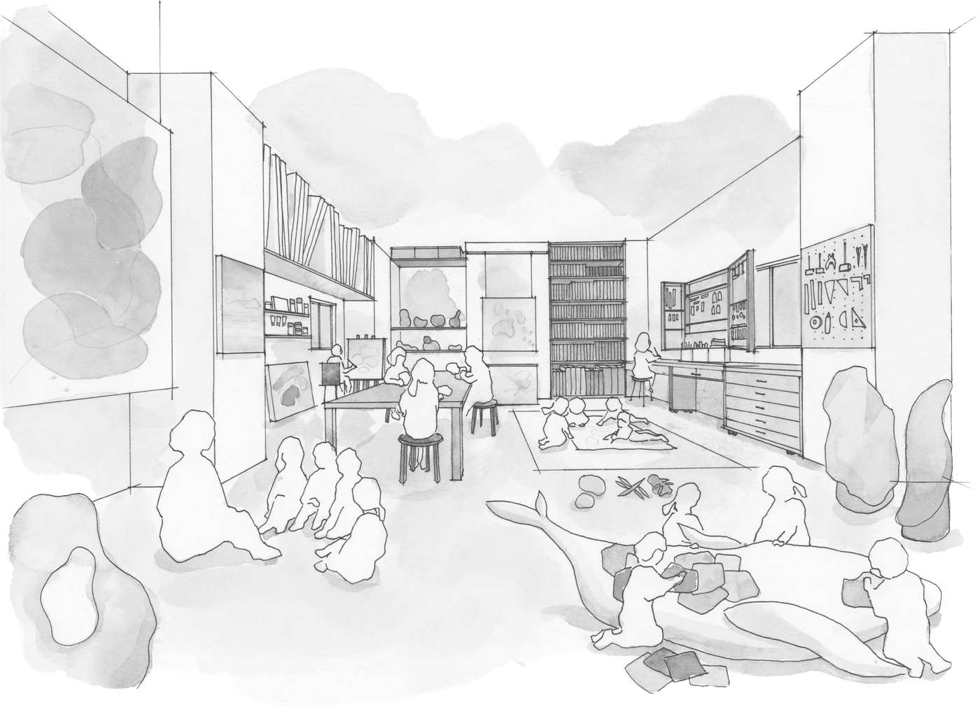 Illustration of the atelier art studio interior