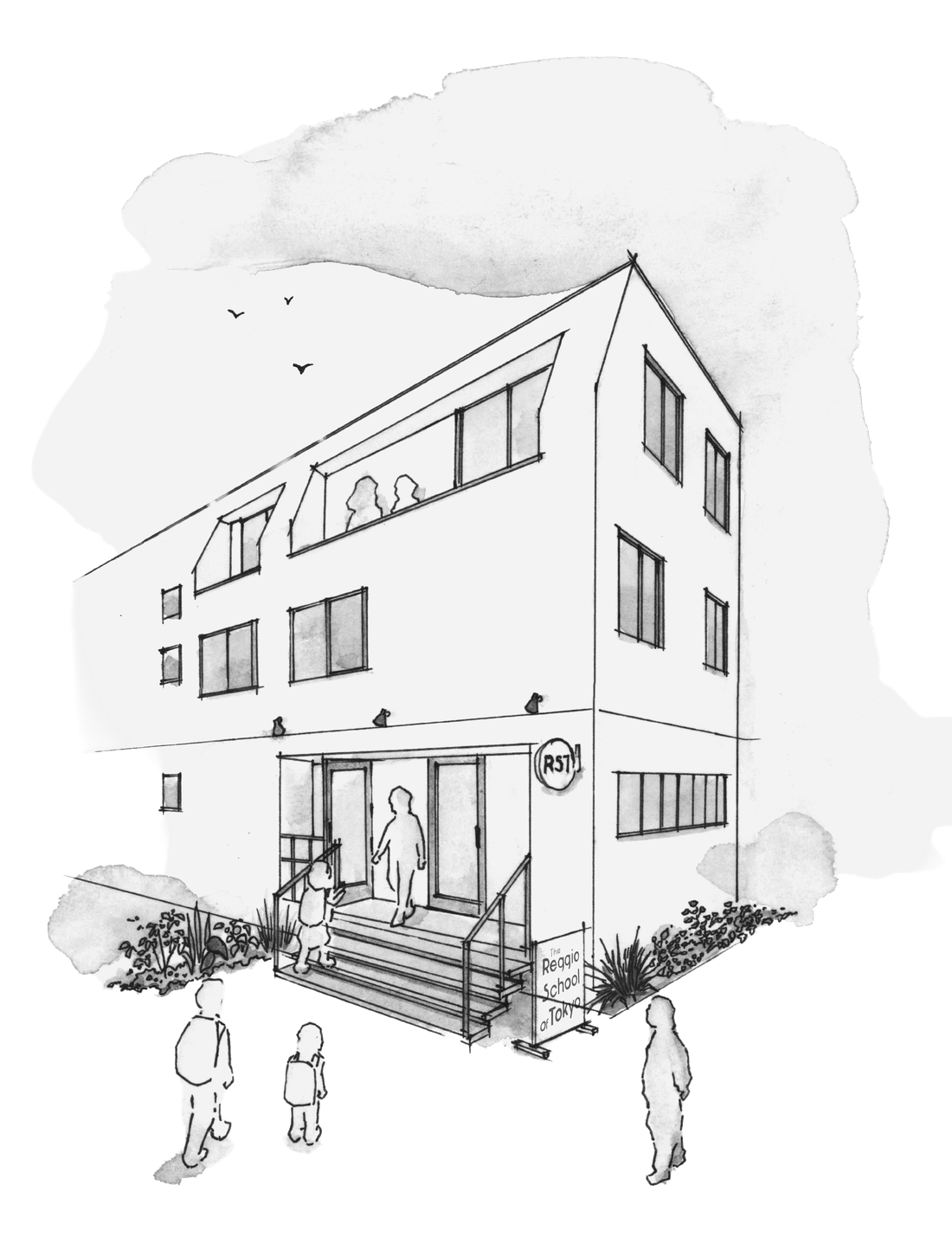 Illustration of the new elementary campus building exterior